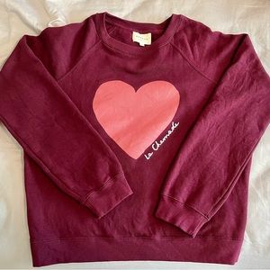 Used Sezane Burgundy “La Chamade” Sweatshirt Size M with Free Sezane Tote Bag